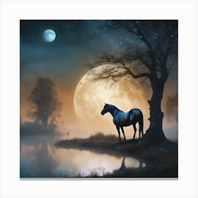 Horse In The Moonlight Canvas Print