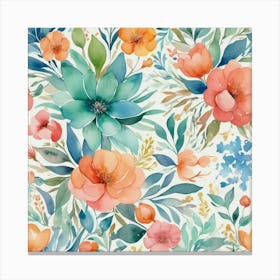 Watercolor Floral Pattern 9 Canvas Print