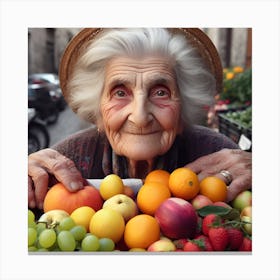 Old Woman With Fruit Canvas Print