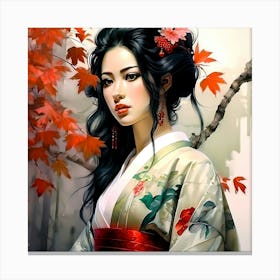 Japan Traditional Geisha Illustration By Ad 166 Canvas Print