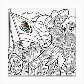 Mexican Flag Coloring Page 5 Canvas Print