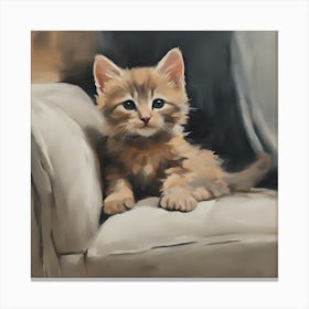 Kitten Sitting On A Chair Canvas Print