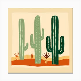 Rizwanakhan Simple Abstract Cactus Non Uniform Shapes Petrol 25 Canvas Print