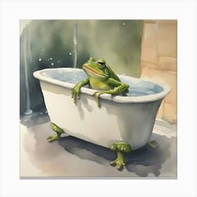 Frog In Bathtub 3 Canvas Print