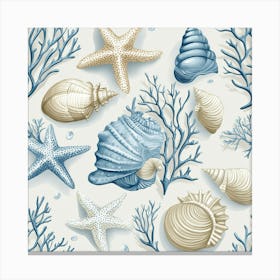 Sea Shells Seamless Pattern Canvas Print