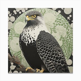 Ohara Koson Inspired Bird Painting Hawk 2 Square Canvas Print