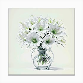 White Lilies In A Vase Canvas Print