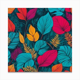 Tropical Leaves Seamless Pattern 1 Canvas Print