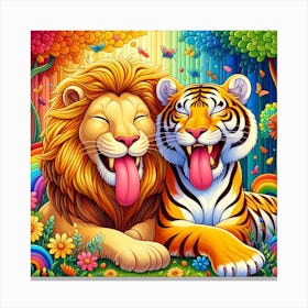 Lion And Tiger 1 Canvas Print