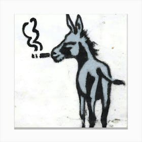 Banksy Style Graffiti Of A Donkey Smoking A Cigarette Canvas Print