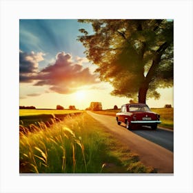 Sunset On A Country Road Canvas Print