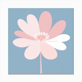 A White And Pink Flower In Minimalist Style Square Composition 141 Canvas Print