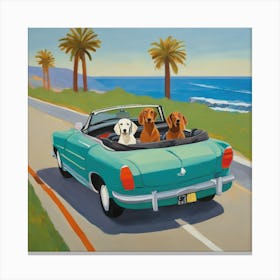 Dachshunds Dogs in Convertible Series. Style of David Hockney Canvas Print