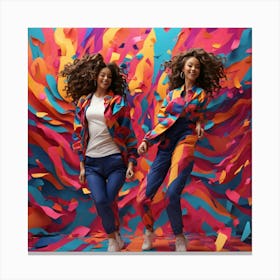 Dancers On Colorful Background Canvas Print