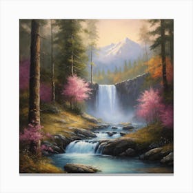Waterfall In Spring Canvas Print