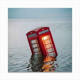 Telephone Box In Water Canvas Print