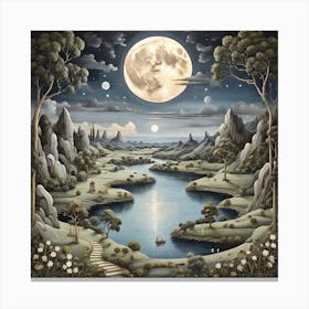 Full Moon Over The Lake Canvas Print