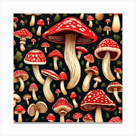 Seamless Pattern Of Mushrooms 5 Canvas Print