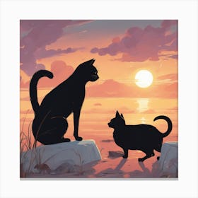 Sunset Cats Canvas Print