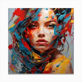 Woman With Colorful Hair Canvas Print