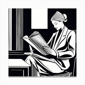 Just a girl who loves to read, Lion cut inspired Black and white Stylized portrait of a Woman reading a book, reading art, book worm, Reading girl, 191 Canvas Print