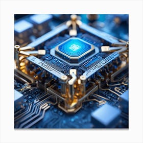 3d Rendering Of A Computer Chip 7 Canvas Print