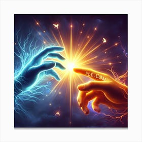 Two Hands Reaching For The Light Canvas Print