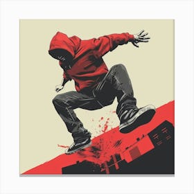 Skateboarder In Red 1 Canvas Print