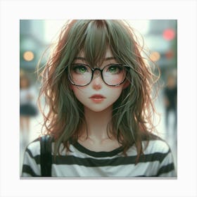 Anime Girl With Glasses 1 Canvas Print