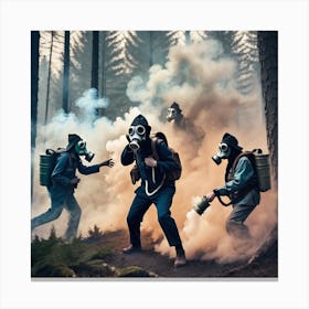 Men In Gas Masks Canvas Print