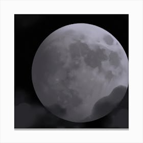 Cloudy Large Full Moon Canvas Print