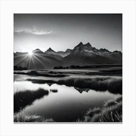 Black And White Mountainscape Canvas Print