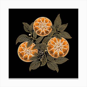 Dark Vintage Line Art of Oranges Plant Canvas Print