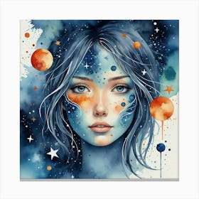 Girl In Space 2 Canvas Print