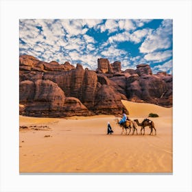 Camels In The Desert Canvas Print