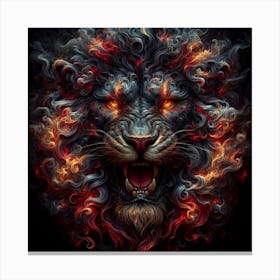 Lion In Flames Canvas Print