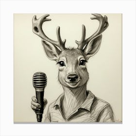 Deer With Microphone 12 Canvas Print