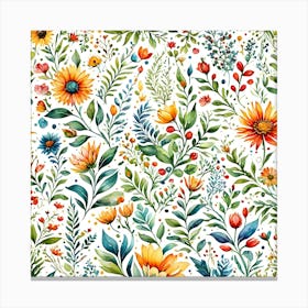 Watercolor Floral Pattern 6 Canvas Print