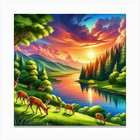 Deer In The Forest 14 Canvas Print