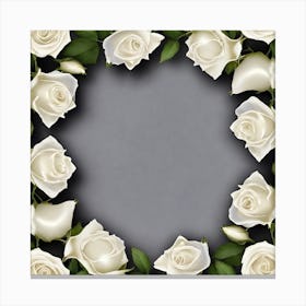 White Roses Frame Canvas Print