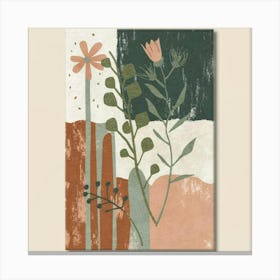 Abstract boho wall art in beige and green 5 Canvas Print