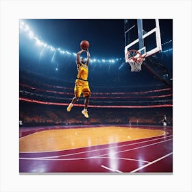 Basketball Player In The Air Canvas Print