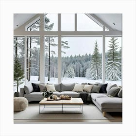 Living Room With Large Windows 5 Canvas Print