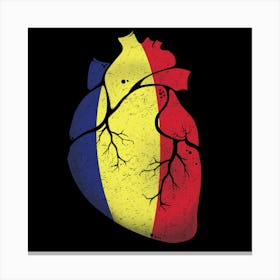Romania Heart Flag Canvas Print