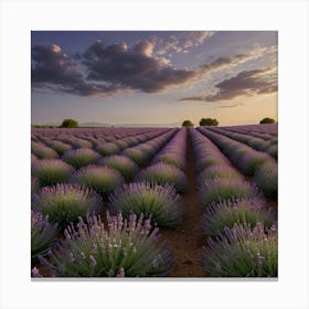 A Serene Lavender Field In Full Bloom With Rows Of Purple Flowers Stretching To The Horizon 2 Canvas Print