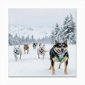 Dogsledding In The Snow Stampe su tela