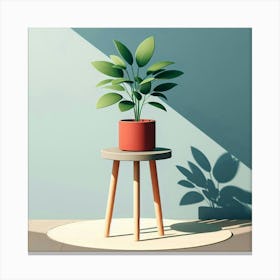 Potted Plant On A Table Canvas Print