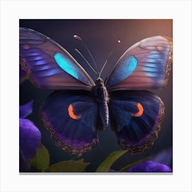 Butterfly On Purple Flower Canvas Print