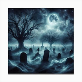 Graveyard At Night 15 Canvas Print