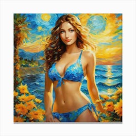 Woman In A Bikiniggh Canvas Print